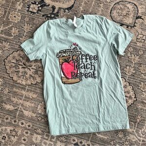 Coffee Teach Repeat Teacher Tee - M